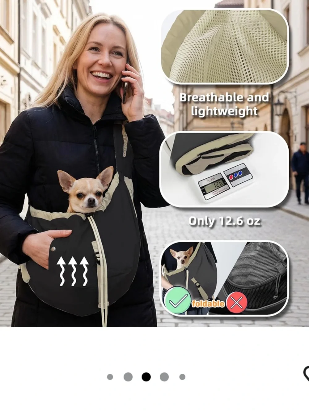 Dog Carrier Sling for Small Dogs & Cats Under 20 lbs,Hands Free for Travel NEW